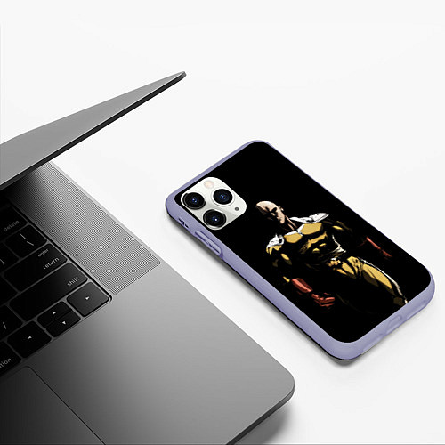 Чехол iPhone 11 Pro матовый Накаченный Сайтама / 3D-Светло-сиреневый – фото 3