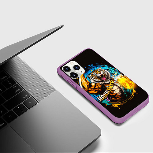 Чехол iPhone 11 Pro матовый Накатигр за пятницу / 3D-Фиолетовый – фото 3