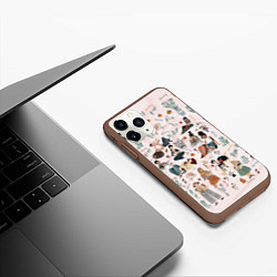 Чехол iPhone 11 Pro матовый Гармония материнства - паттерн, цвет: 3D-коричневый — фото 2