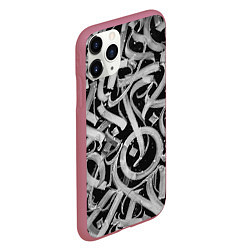 Чехол iPhone 11 Pro матовый Черно-белая каллиграфия, цвет: 3D-малиновый — фото 2