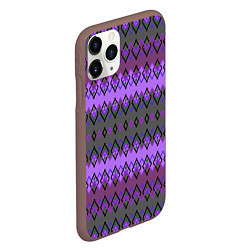 Чехол iPhone 11 Pro матовый Серо-фиолетовый этнический геометрический узор, цвет: 3D-коричневый — фото 2