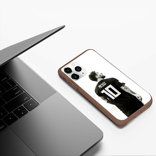 Чехол iPhone 11 Pro матовый 10 Leo Messi / 3D-Коричневый – фото 3
