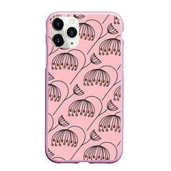 Чехол iPhone 11 Pro матовый Цветы в стиле бохо на пудрово-розовом фоне, цвет: 3D-розовый