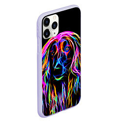 Чехол iPhone 11 Pro матовый Dog - neon lines, цвет: 3D-светло-сиреневый — фото 2