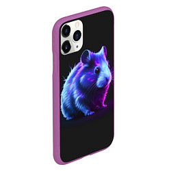 Чехол iPhone 11 Pro матовый Хомяк неон, цвет: 3D-фиолетовый — фото 2