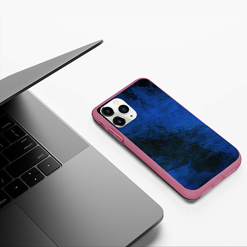 Чехол iPhone 11 Pro матовый Синий дым / 3D-Малиновый – фото 3