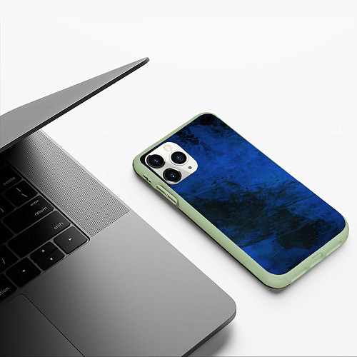 Чехол iPhone 11 Pro матовый Синий дым / 3D-Салатовый – фото 3