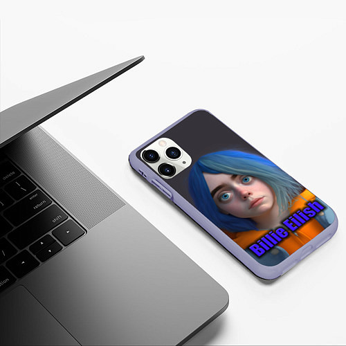 Чехол iPhone 11 Pro матовый Портрет Билли Айлиш в исполнении нейросети / 3D-Светло-сиреневый – фото 3