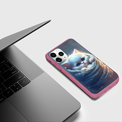 Чехол iPhone 11 Pro матовый Котик в мешке, цвет: 3D-малиновый — фото 2