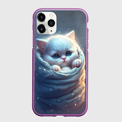 Чехол iPhone 11 Pro матовый Котик в мешке, цвет: 3D-фиолетовый