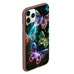 Чехол iPhone 11 Pro матовый Неоновые дикие бабочки, цвет: 3D-коричневый — фото 2