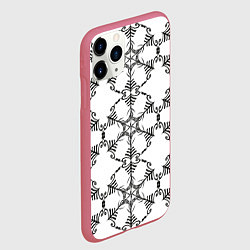 Чехол iPhone 11 Pro матовый Линии, круговой орнамент, цвет: 3D-малиновый — фото 2