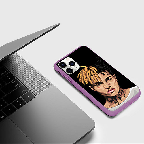 Чехол iPhone 11 Pro матовый XXXTentacion art / 3D-Фиолетовый – фото 3