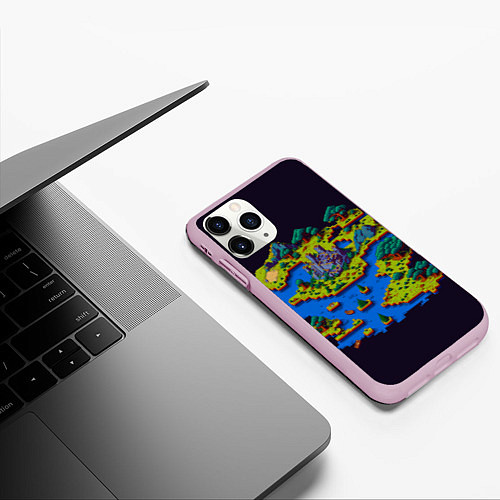 Чехол iPhone 11 Pro матовый Пиксельный остров и замок / 3D-Розовый – фото 3