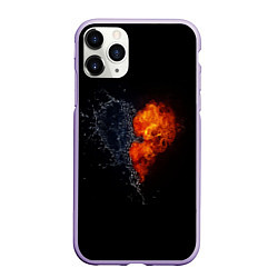 Чехол iPhone 11 Pro матовый Любовь, огонь и вода, цвет: 3D-светло-сиреневый