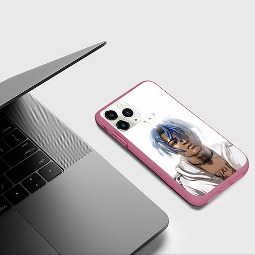 Чехол iPhone 11 Pro матовый XXXTentacion - art / 3D-Малиновый – фото 3