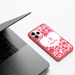 Чехол iPhone 11 Pro матовый Сердце из цветов на 8 марта, цвет: 3D-красный — фото 2