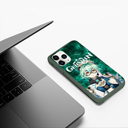 Чехол iPhone 11 Pro матовый Сахароза на фоне воздушных частиц, цвет: 3D-темно-зеленый — фото 2