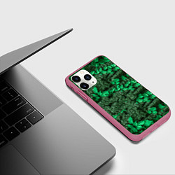 Чехол iPhone 11 Pro матовый Текстура листвы, цвет: 3D-малиновый — фото 2