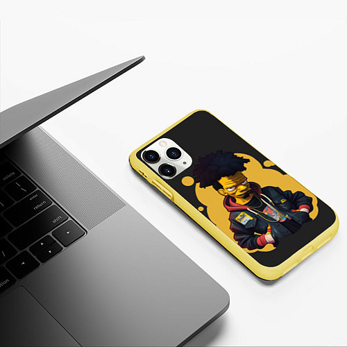 Чехол iPhone 11 Pro матовый Rap Simpson / 3D-Желтый – фото 3