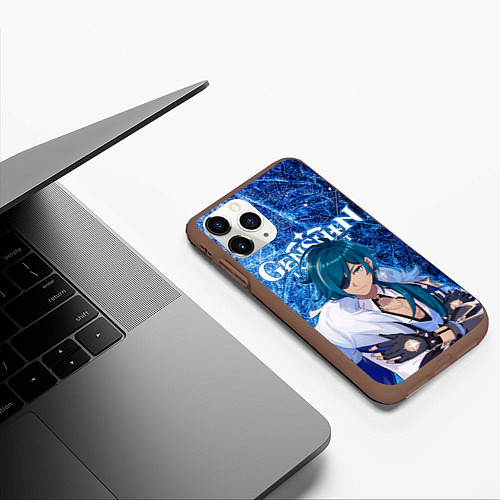 Чехол iPhone 11 Pro матовый Кэйа на фоне расколотого льда / 3D-Коричневый – фото 3