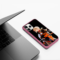 Чехол iPhone 11 Pro матовый Казуха с мечом - Genshin Impact, цвет: 3D-малиновый — фото 2