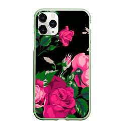 Чехол iPhone 11 Pro матовый Шипы и розы, цвет: 3D-салатовый