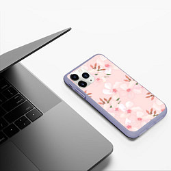 Чехол iPhone 11 Pro матовый Нежные лепестки, цвет: 3D-светло-сиреневый — фото 2