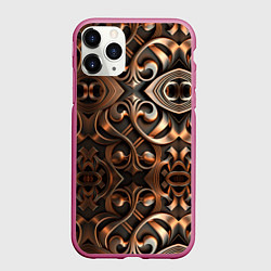 Чехол iPhone 11 Pro матовый Золотой узор - паттерн, цвет: 3D-малиновый