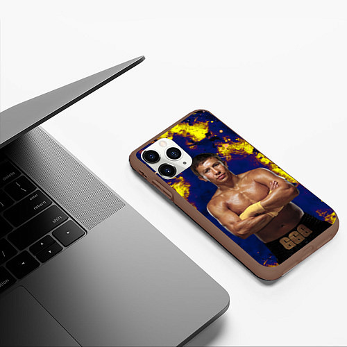 Чехол iPhone 11 Pro матовый Головкин / 3D-Коричневый – фото 3