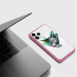 Чехол iPhone 11 Pro матовый Красочный эскиз кота, цвет: 3D-малиновый — фото 2
