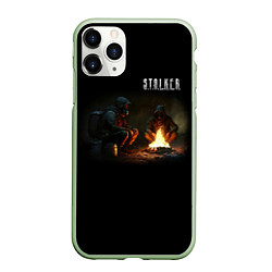Чехол iPhone 11 Pro матовый STALKER Одиночки у костра, цвет: 3D-салатовый
