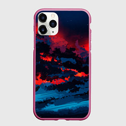 Чехол iPhone 11 Pro матовый Абстрактное небо на закате, цвет: 3D-малиновый
