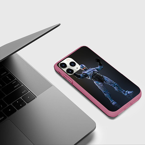 Чехол iPhone 11 Pro матовый Робокоп в стойке / 3D-Малиновый – фото 3