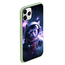 Чехол iPhone 11 Pro матовый Котик космонавт, цвет: 3D-салатовый — фото 2