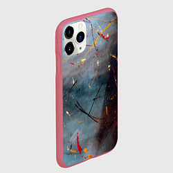Чехол iPhone 11 Pro матовый Тёмно-серый туман и краски, цвет: 3D-малиновый — фото 2
