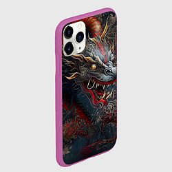 Чехол iPhone 11 Pro матовый Дракон Irezumi, цвет: 3D-фиолетовый — фото 2