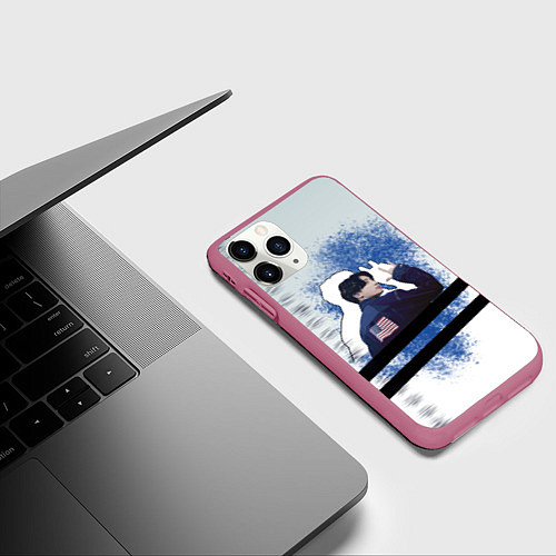 Чехол iPhone 11 Pro матовый Чонгук и его тень / 3D-Малиновый – фото 3