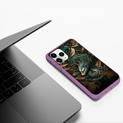 Чехол iPhone 11 Pro матовый Изумрудный Дракон Irezumi, цвет: 3D-фиолетовый — фото 2