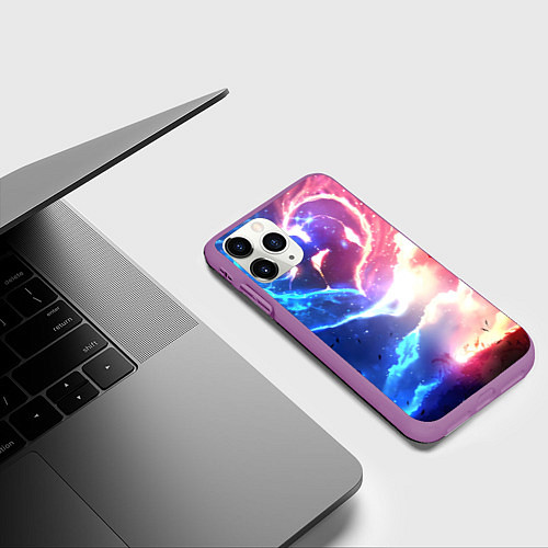 Чехол iPhone 11 Pro матовый Сердце и любовная пара / 3D-Фиолетовый – фото 3
