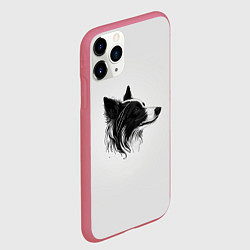 Чехол iPhone 11 Pro матовый Арт бордер-колли, цвет: 3D-малиновый — фото 2