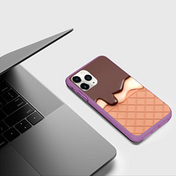 Чехол iPhone 11 Pro матовый Растаявший шоколад - вафельное мороженое, цвет: 3D-фиолетовый — фото 2