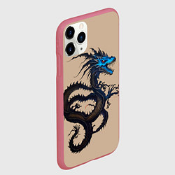 Чехол iPhone 11 Pro матовый Irezumi - японский дракон, цвет: 3D-малиновый — фото 2