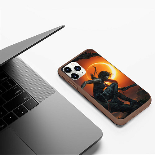 Чехол iPhone 11 Pro матовый Lara Croft / 3D-Коричневый – фото 3