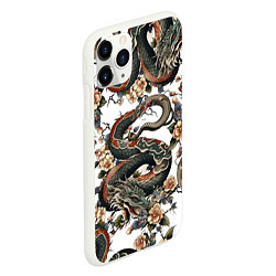 Чехол iPhone 11 Pro матовый Тату японский дракон, цвет: 3D-белый — фото 2