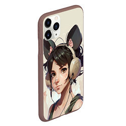 Чехол iPhone 11 Pro матовый Девушка в стиле аниме с ушками, цвет: 3D-коричневый — фото 2