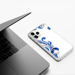 Чехол iPhone 11 Pro матовый Русские узоры, цвет: 3D-белый — фото 2