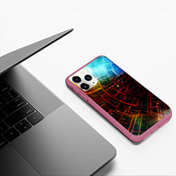 Чехол iPhone 11 Pro матовый Геометрия в космосе, цвет: 3D-малиновый — фото 2