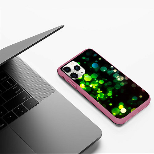 Чехол iPhone 11 Pro матовый Разноцветные блики / 3D-Малиновый – фото 3