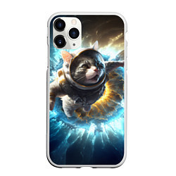 Чехол iPhone 11 Pro матовый Кот космонавт и взрыв звезды, цвет: 3D-белый